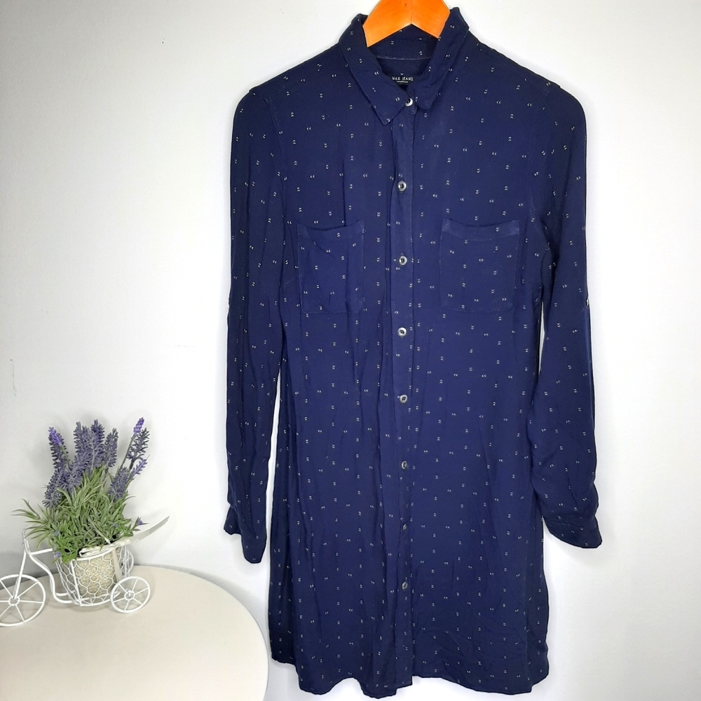 Max Jeans Knee Length Navy Blue Dress size S